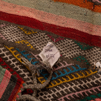 Vintage Handwoven Moroccan Kilim | Berber Zanafi Rug with Geometric Patterns ; 10,99 ft / 5,41 ft