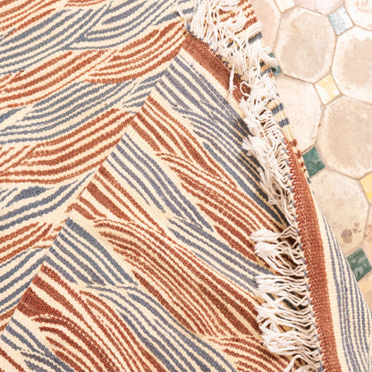 Moroccan Corridor Rug - Handwoven Wave Pattern Runner - Earth & Ocean Tones