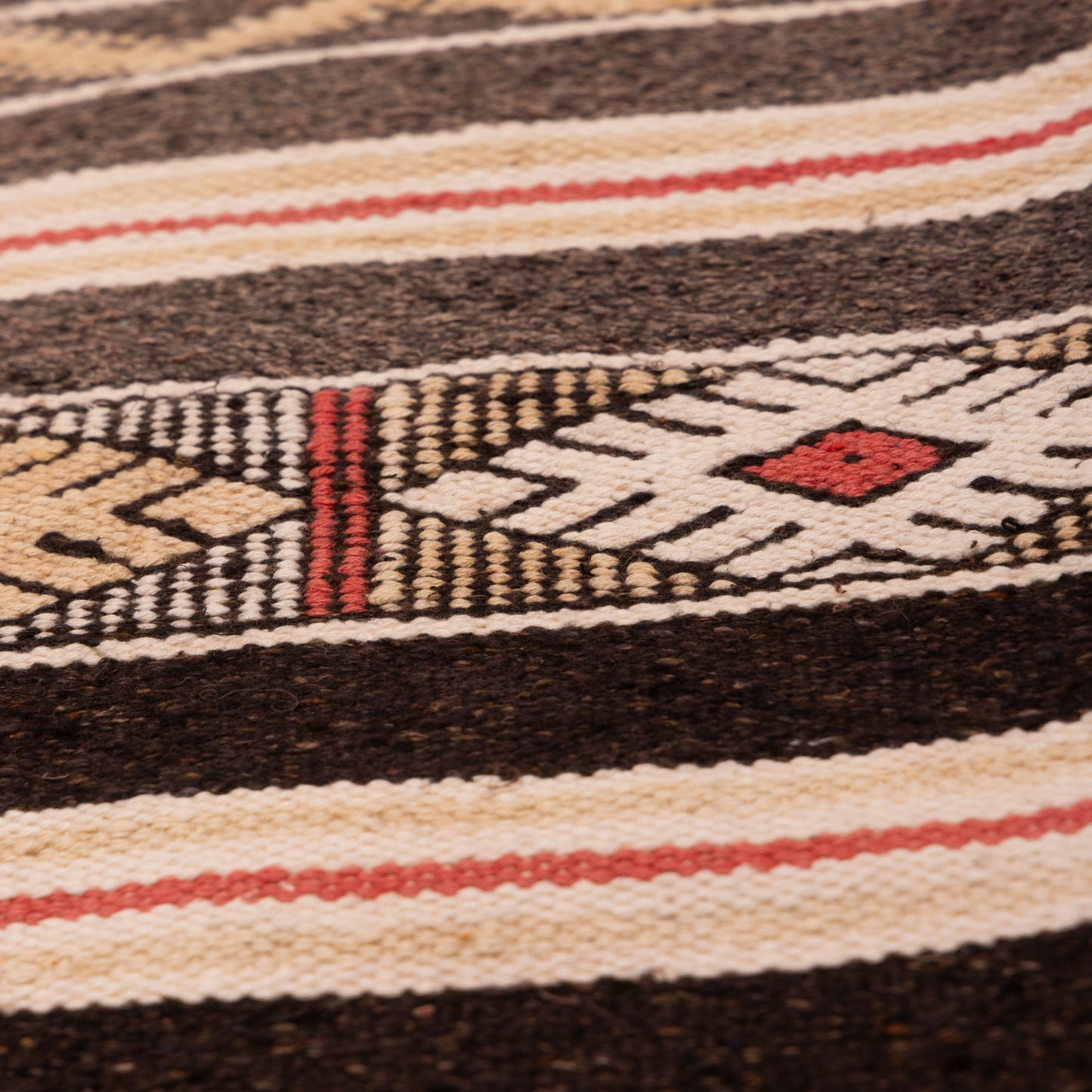 Handwoven Wool Corridor Runner - Tribal Stripe Pattern