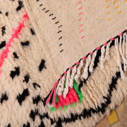 Vibrant Moroccan Azilal Wool Rug - Handwoven Tribal Art with Neon Accents - Boho Wall or Floor Decor