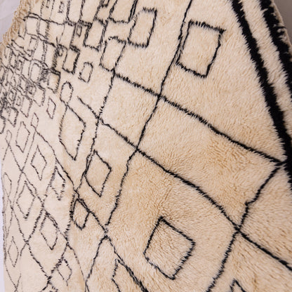 Authentic Mrirt Rug – Handmade Moroccan Wool Carpet – Minimalist Geometric Berber Rug – Luxury Soft & Thick Wool Area Rug