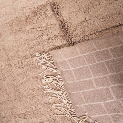 Handmade Mrirt Rug – 100% Wool Moroccan Berber Carpet – Soft Beige Textured Wool Rug – Luxury Minimalist & Boho Home Decor