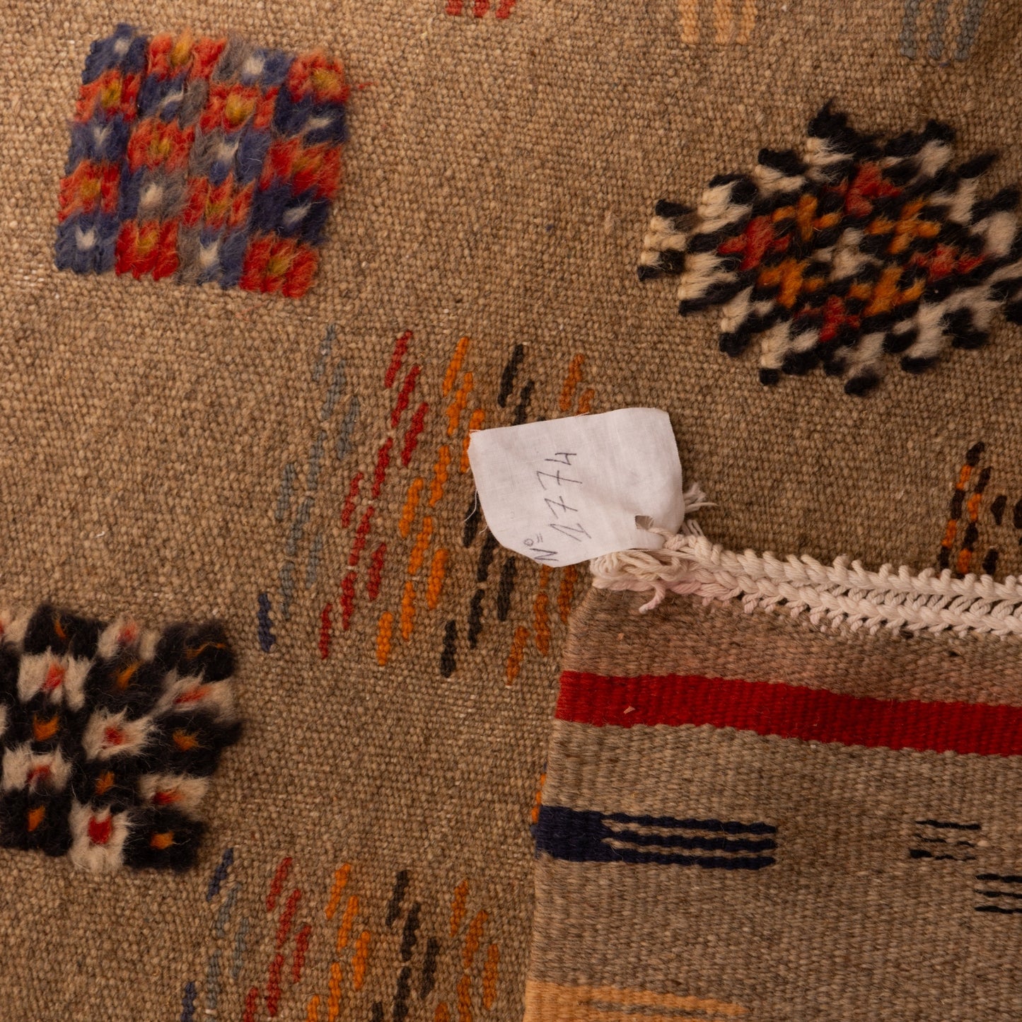Moroccan Corridor Rug - Handwoven Runner - Tribal Motif Beige Base
