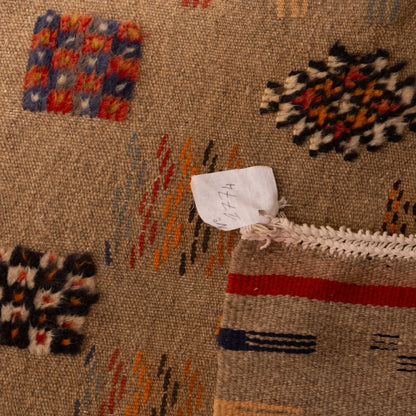 Moroccan Corridor Rug - Handwoven Runner - Tribal Motif Beige Base
