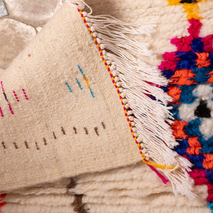 Small Azilal Berber Rug - Colorful Moroccan Handwoven Wool Art - 80% Wool 20% Cotton - Mini Wall Hanging or Accent Rug