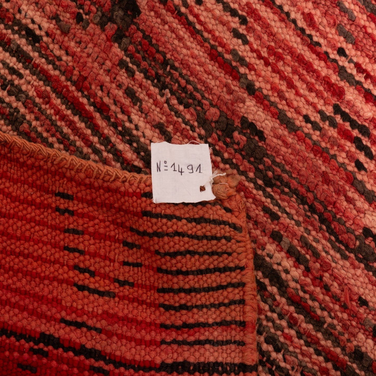 Vintage Moroccan Berber Runner Rug - Faded Red Diamond Pattern - Handmade Tribal Hallway Carpet