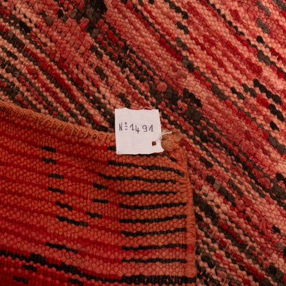 Vintage Moroccan Berber Runner Rug - Faded Red Diamond Pattern - Handmade Tribal Hallway Carpet