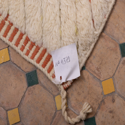 Authentic Handwoven Moroccan Mrirt Rug – Luxurious Creamy Wool Berber Carpet with Subtle Red Accents