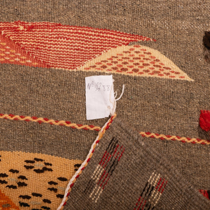 Moroccan Corridor Rug - Handwoven Runner - Earth Tones with Dune Motif