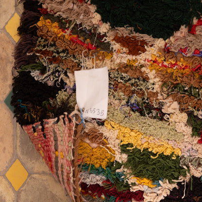Vintage Moroccan Boucherouite Rug – Handwoven Bohemian Berber Carpet with Bold Geometric Patterns