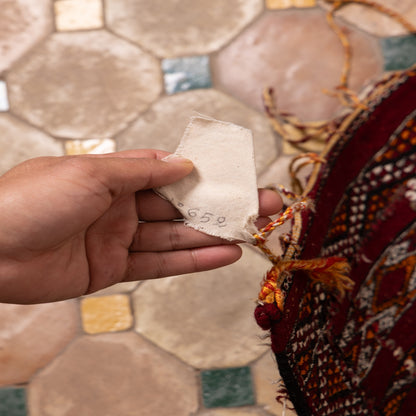 Handwoven Vintage Moroccan Rug | Authentic Berber Wedding Blanket with Embellished Details ; 5,91 ft / 3,44 ft