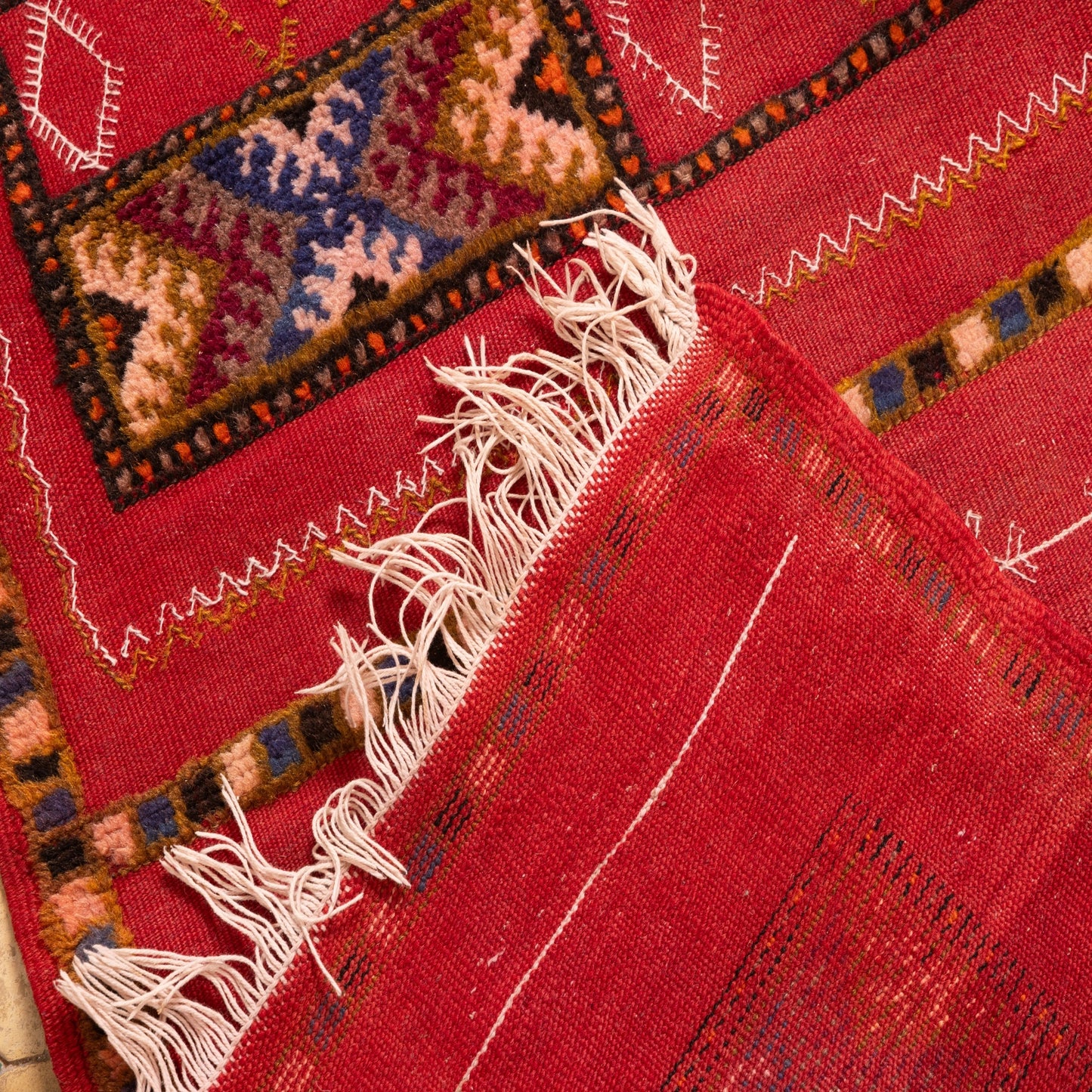 Moroccan Corridor Rug - Traditional Red Runner - Handwoven Berber Style