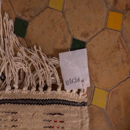 Handwoven Moroccan Runner Rug - Vibrant Geometric Design - Colorful Abstract Pattern in Orange, Blue, and Red