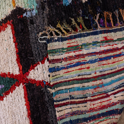 Vintage Moroccan Boucherouite Rug – Handwoven Tribal Berber Carpet – Unique Folk Art Textile