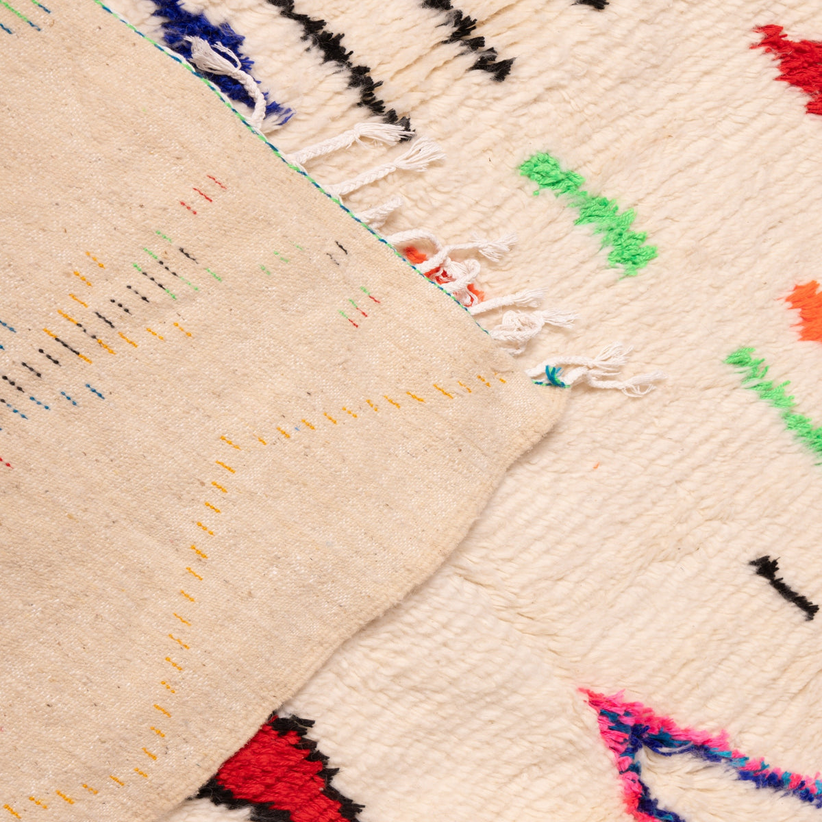 Colorful Abstract Azilal Rug - Handmade Moroccan Berber Carpet - 80% Wool 20% Cotton - Geometric Tribal Design - Boho Interior Accent