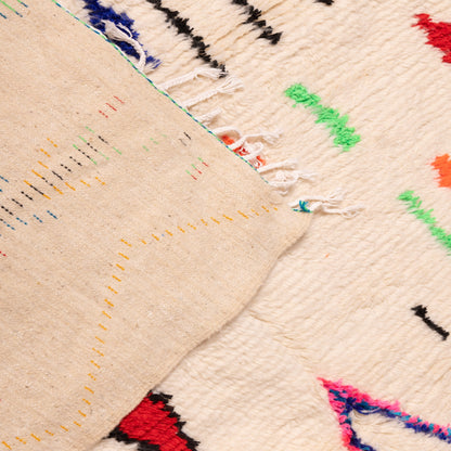 Colorful Abstract Azilal Rug - Handmade Moroccan Berber Carpet - 80% Wool 20% Cotton - Geometric Tribal Design - Boho Interior Accent
