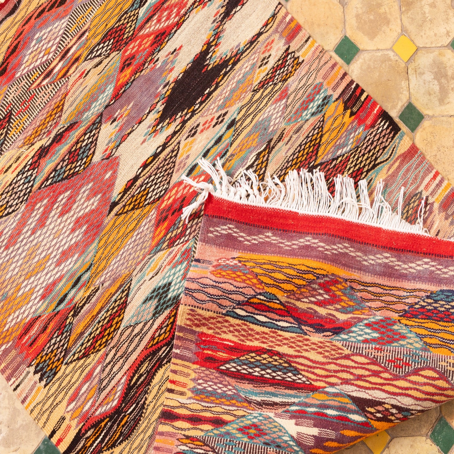 Moroccan Corridor Rug - Handwoven Runner - Tribal Mosaic Design