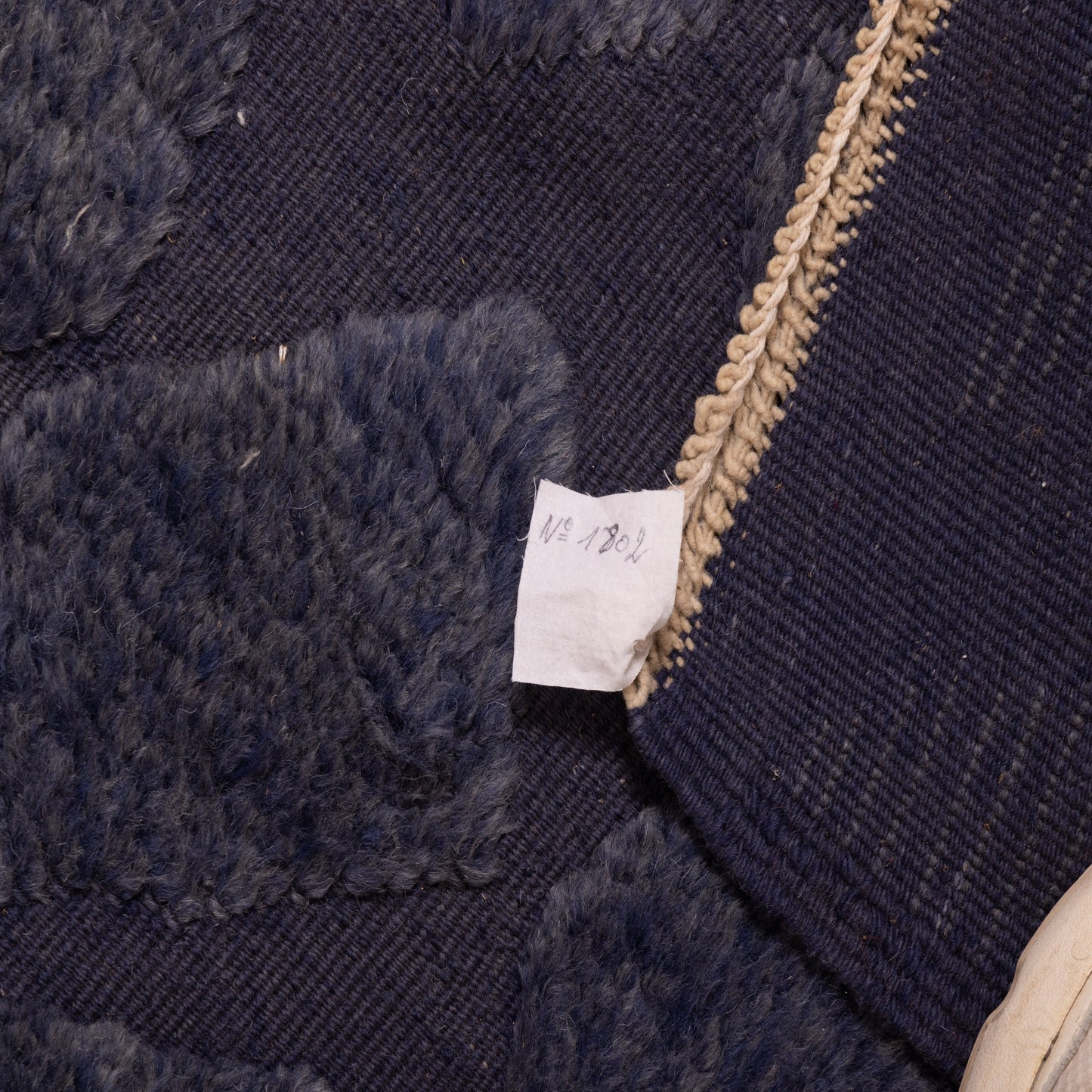 Moroccan Corridor Rug - Handwoven Runner - Dark Blue & Charcoal - Modern Berber Motif