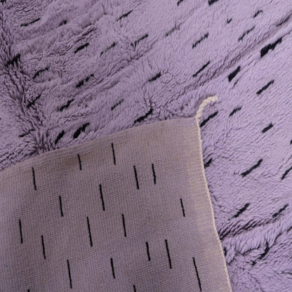 Handwoven Moroccan Mrirt Rug – Soft Purple Wool Berber Carpet with Black Pattern Accents ; 9,51 ft / 7,71 ft