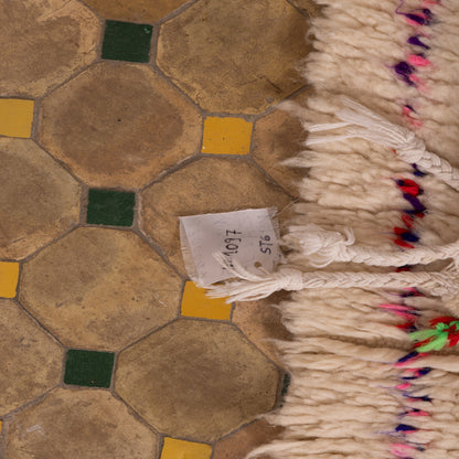 Small Moroccan Azilal Rug - Handwoven Wool Runner with Colorful Diamonds - Berber Tribal Wall Hanging or Floor Mat