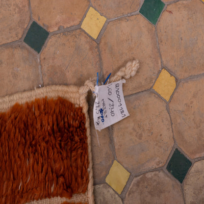 Handwoven Moroccan Mrirt Rug – Luxurious High-Pile Wool Berber Carpet in Warm Terracotta Orange