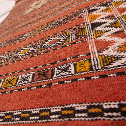 Handwoven Moroccan Corridor Rug - Red Tribal Wool Runner