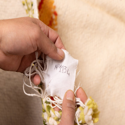 Colorful Akhnif Rug – Handwoven Moroccan Wool Flatweave with Geometric Zigzag Motif – Modern Tribal Tapestry in Orange, Green, Blush & Blue ; 8,04 ft / 4,76 ft