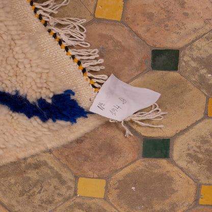 Blue Geometric Azilal Rug - Handwoven Moroccan Berber Carpet - 80% Wool 20% Cotton - Modern Tribal Minimalist Decor