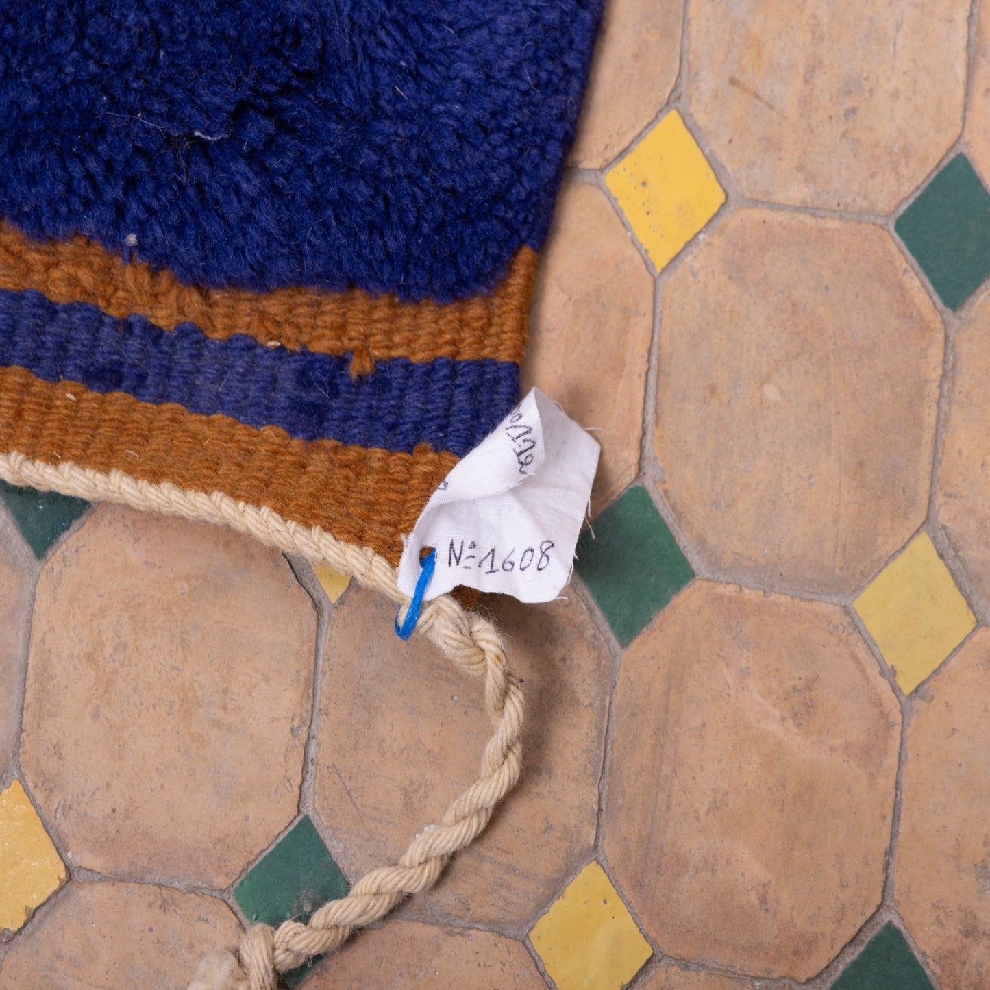 Authentic Handwoven Moroccan Mrirt Rug – Luxurious Brown & Blue Wool Berber Carpet