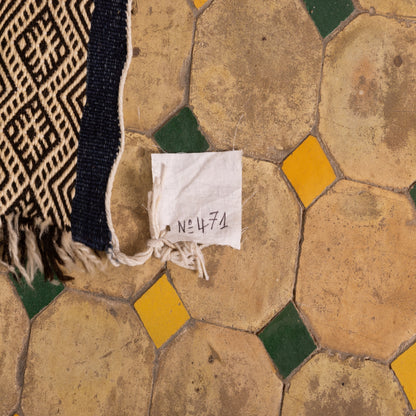Midnight Blue Tribal Corridor Runner - Minimalist Moroccan Wool Rug