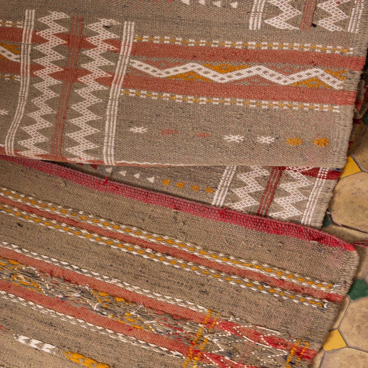 Striped Geometric Corridor Rug - 100% Wool Handwoven Runner