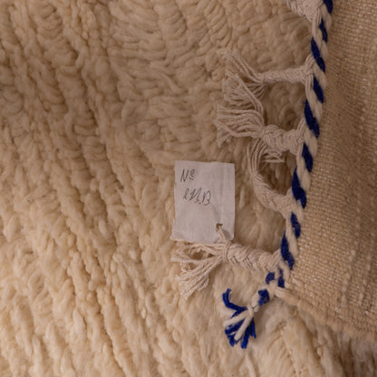 Minimalist Azilal Rug - Blue Geometric Moroccan Wool Rug - 80% Wool 20% Cotton - Modern Berber Handwoven Art