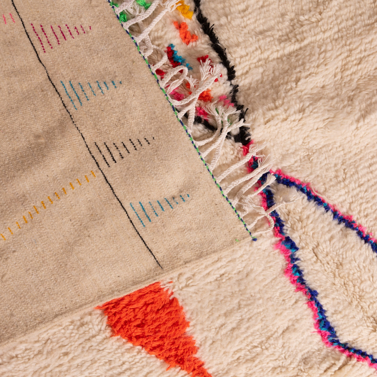 Colorful Abstract Azilal Rug - Handmade Moroccan Berber Carpet - 80% Wool 20% Cotton - Geometric Tribal Design - Boho Interior Accent