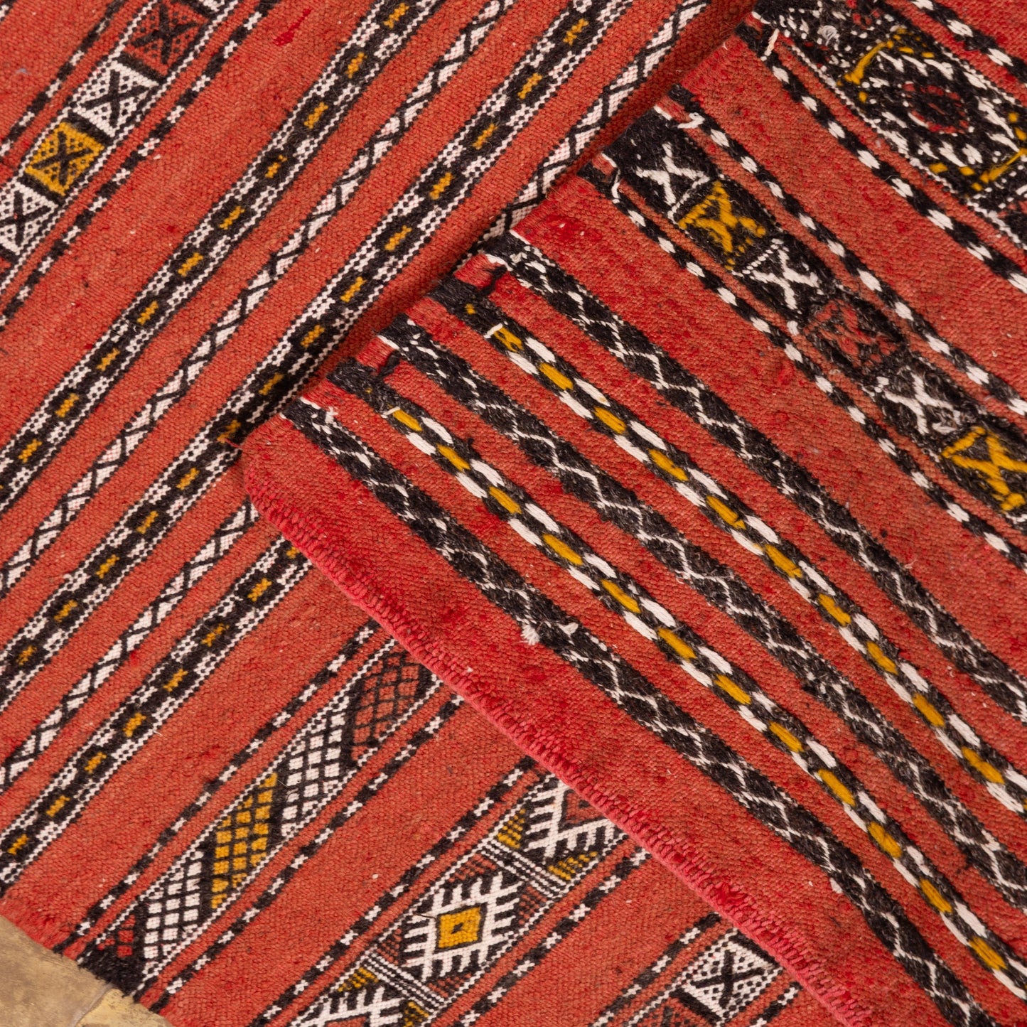 Handwoven Moroccan Corridor Rug - Red Tribal Wool Runner