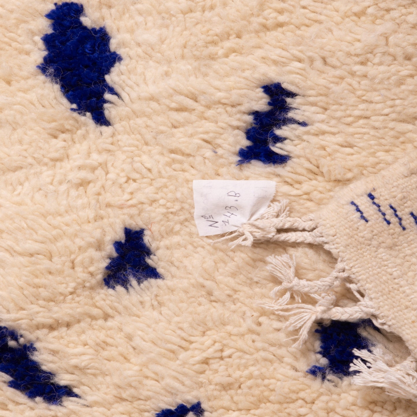 Blue Tribal Azilal Rug - Handmade Moroccan Wool & Cotton Carpet - Small Boho Berber Runner