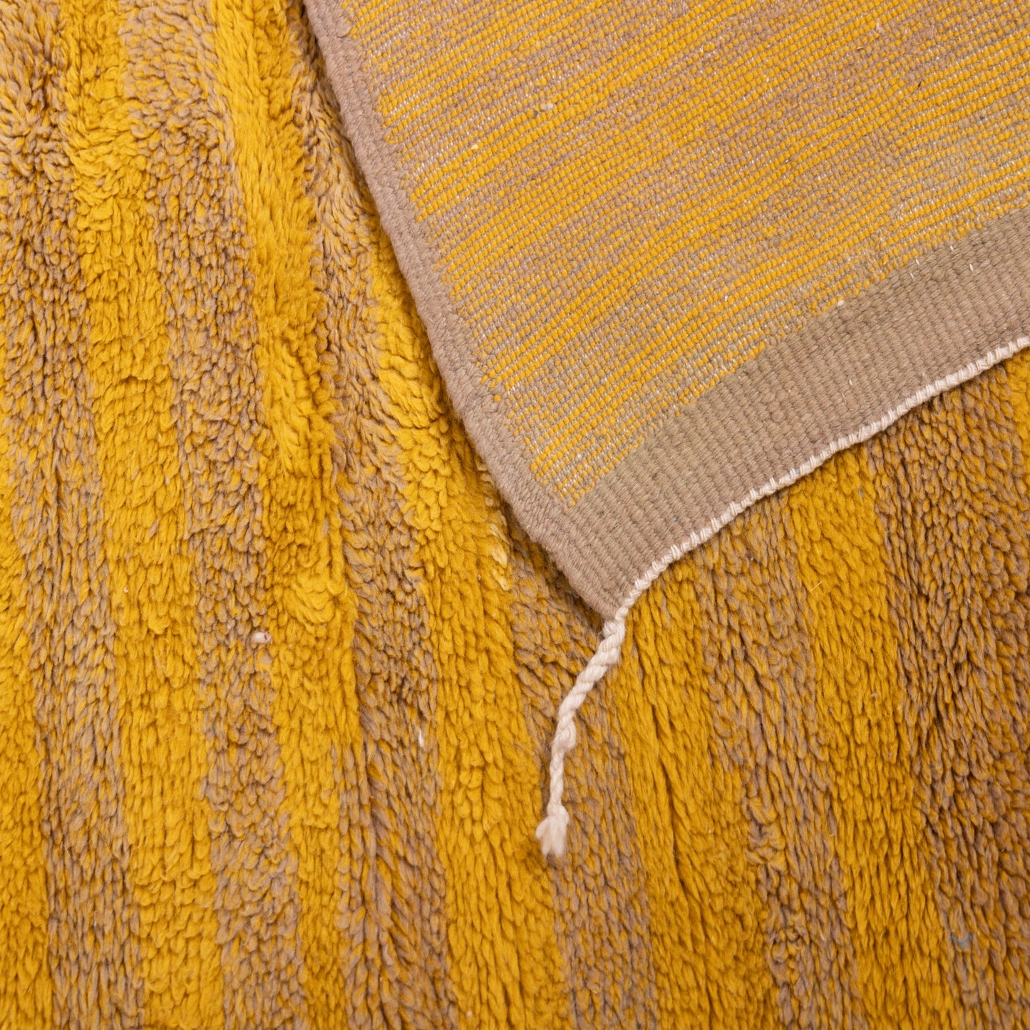 Handmade Mrirt Rug – 100% Wool Moroccan Berber Carpet – Mustard Yellow & Brown Geometric Rug – Luxury Boho & Modern Home Decor