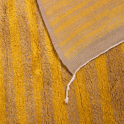 Handmade Mrirt Rug – 100% Wool Moroccan Berber Carpet – Mustard Yellow & Brown Geometric Rug – Luxury Boho & Modern Home Decor