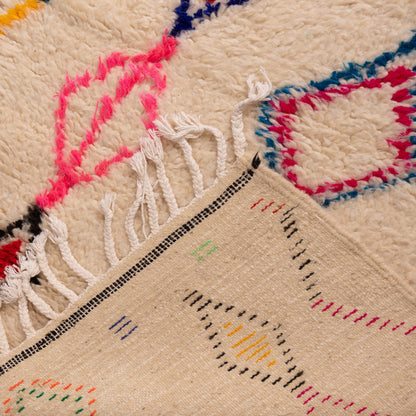 Colorful Small Azilal Rug - 80% Wool 20% Cotton Moroccan Handmade Carpet - Bright Diamond Tribal Design