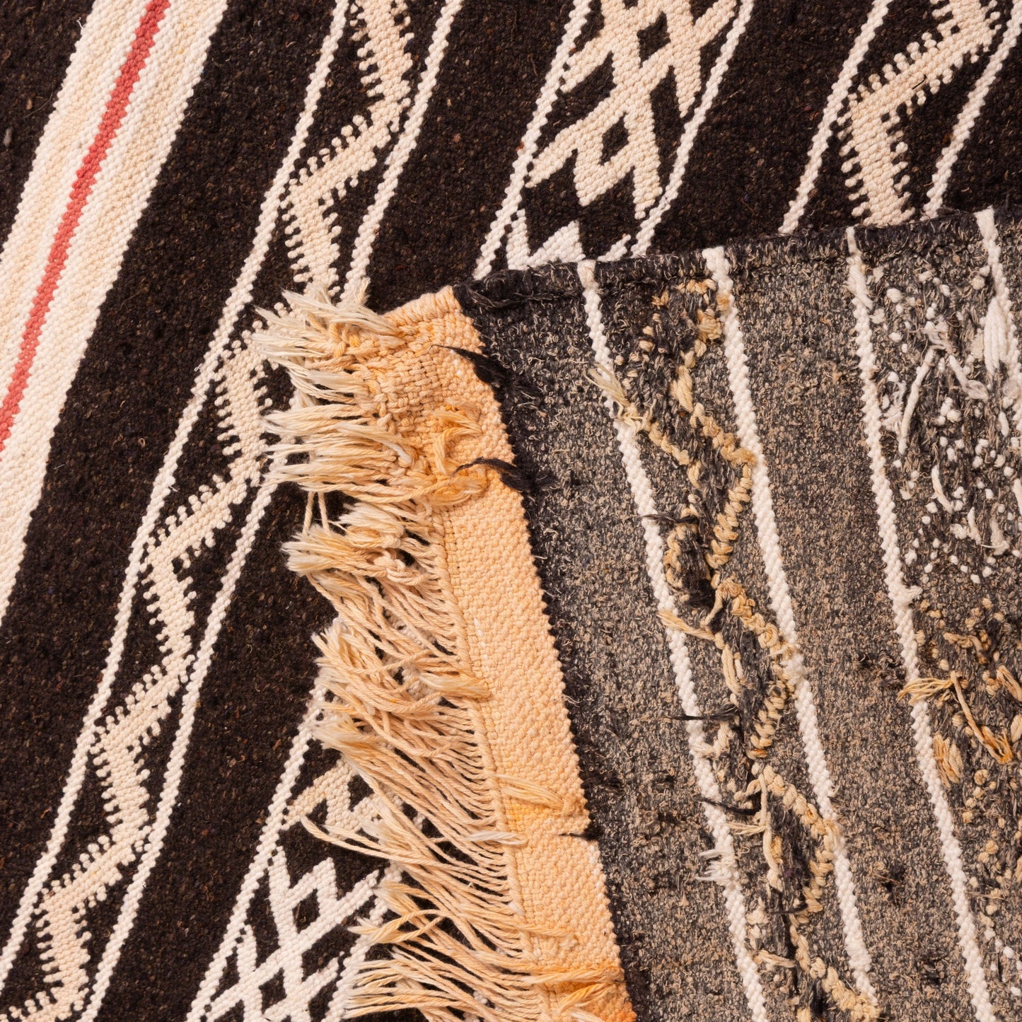 Handwoven Wool Corridor Runner - Tribal Stripe Pattern
