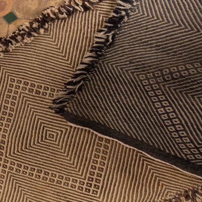 Monochrome Diamond Corridor Runner - Handwoven Wool Hallway Rug