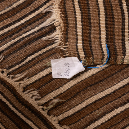 Vintage Moroccan Wool Blanket | Handwoven Berber Striped Throw | Nomadic Kilim Rug ; 7,55 ft / 4,10 ft