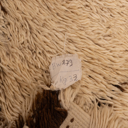 Extra Plush Beni Ourain Moroccan Rug | Thick Wool Vintage Carpet | Handwoven Diamond Pattern | Golden Beige & Brown Border | 100% Wool | Large Cozy Rug  ; 15,09 ft / 6,56 ft