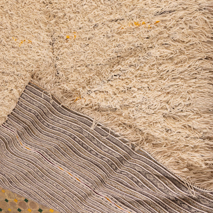 Large Vintage Moroccan Handira Wool Rug | Authentic Berber Striped Blanket | Handmade Tribal Textile ; 11,81 ft / 5,58 ft