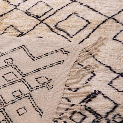Authentic Mrirt Rug – Handmade Moroccan Wool Carpet – Minimalist Geometric Berber Rug – Luxury Soft & Thick Wool Area Rug