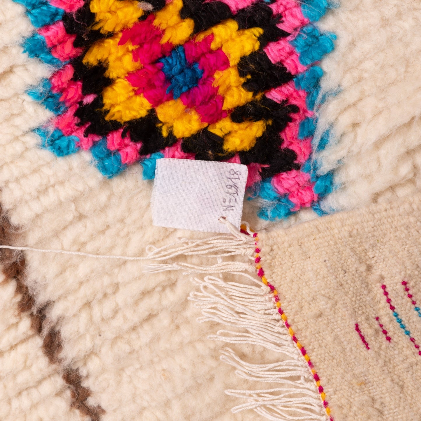 Small Azilal Berber Rug - Colorful Moroccan Handwoven Wool Art - 80% Wool 20% Cotton - Mini Wall Hanging or Accent Rug