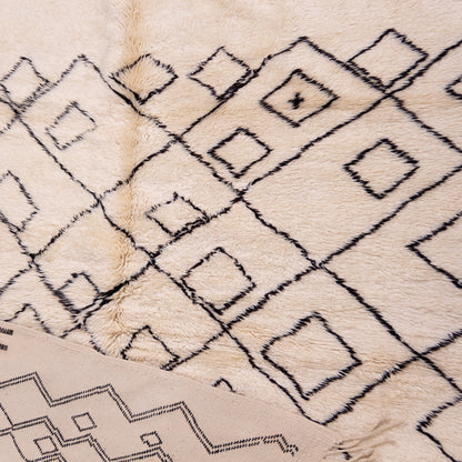 Authentic Mrirt Rug – Handmade Moroccan Wool Carpet – Minimalist Geometric Berber Rug – Luxury Soft & Thick Wool Area Rug