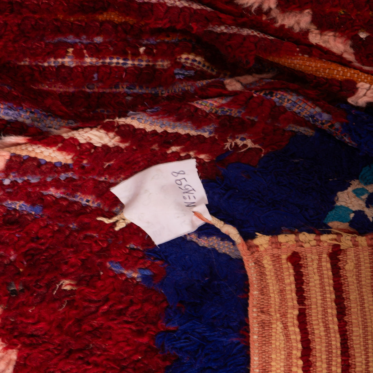 Vintage Moroccan Runner Rug - Deep Red Handwoven Wool with Diamond Tribal Motifs