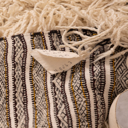 Large Vintage Moroccan Handira Wool Rug | Authentic Berber Striped Blanket | Handmade Tribal Textile ; 11,81 ft / 5,58 ft