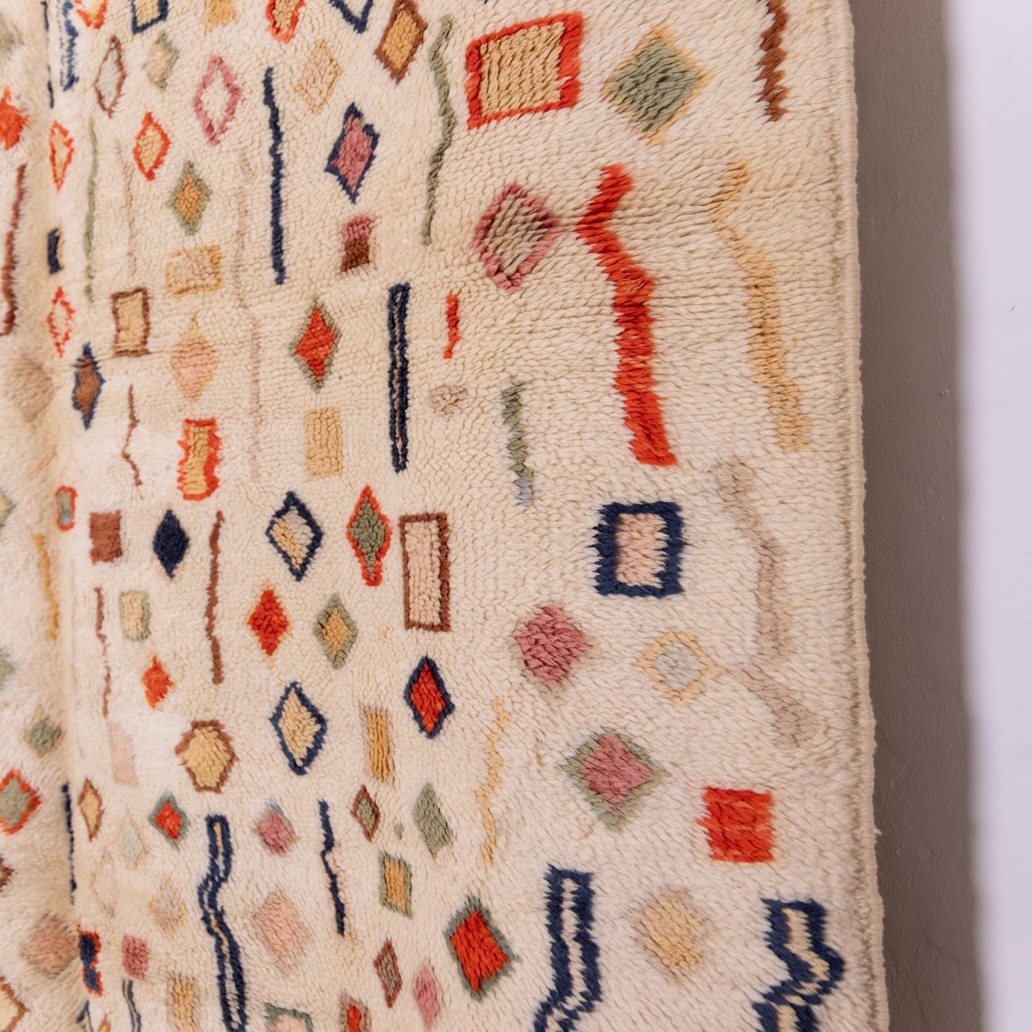 Authentic Handmade Mrirt Rug – 100% Wool Moroccan Berber Carpet – Colorful Geometric Design – Luxury Boho & Minimalist Home Decor