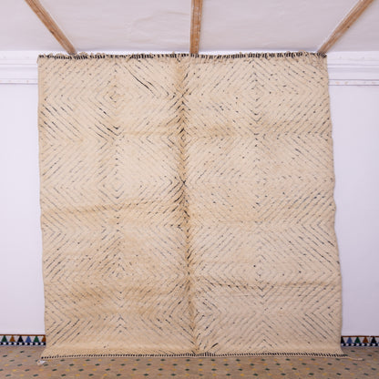 Authentic Mrirt Rug – Handmade Moroccan Wool Carpet – Minimalist Geometric Berber Rug – Luxury Soft & Thick Wool Area Rug